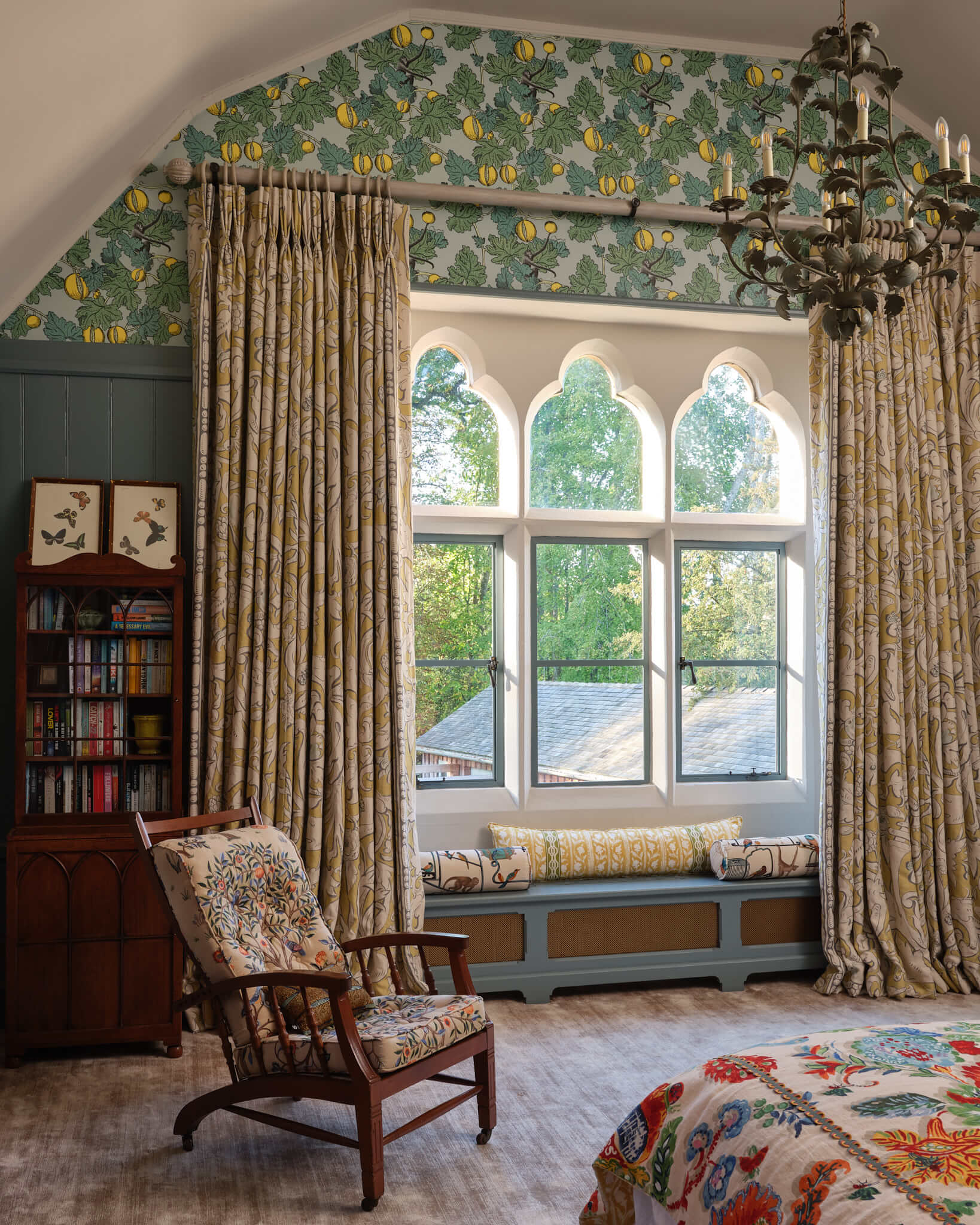 High Victorian Gothic Rectory interior bedroom curtains
